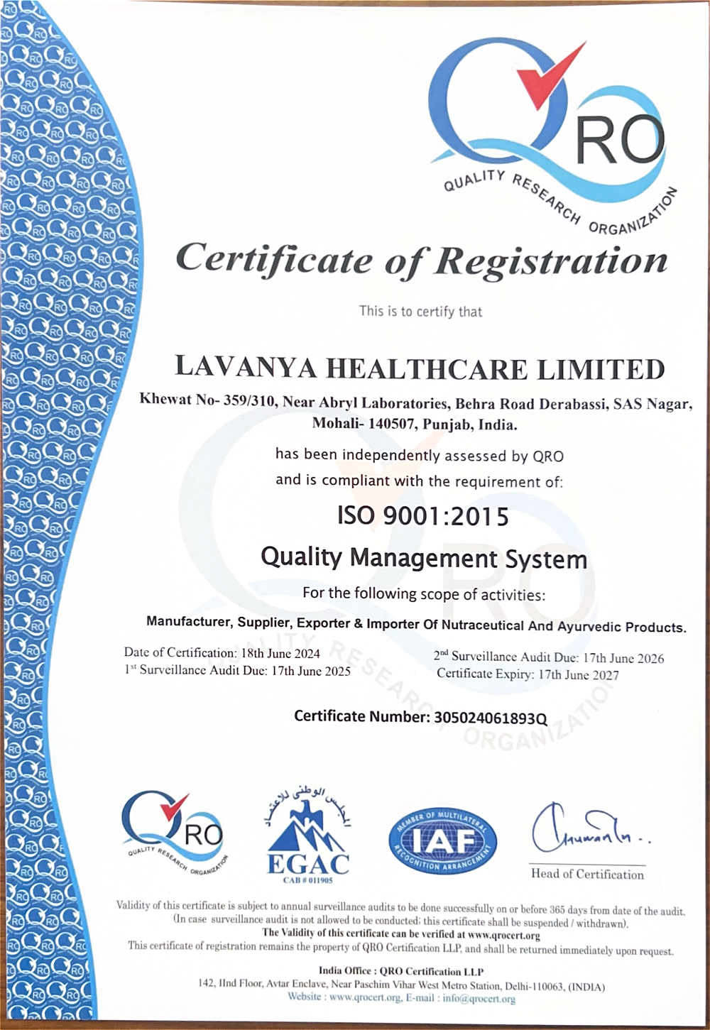 ISO 9001:2015 certificate HD Image